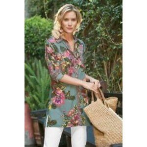 Soft Surroundings Womens S Blue Scattered Roses Tu